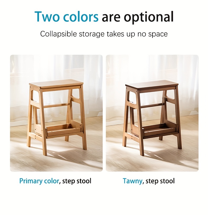 space saving foldable step stool bamboo multi functional ladder design for home use easy clean details 5