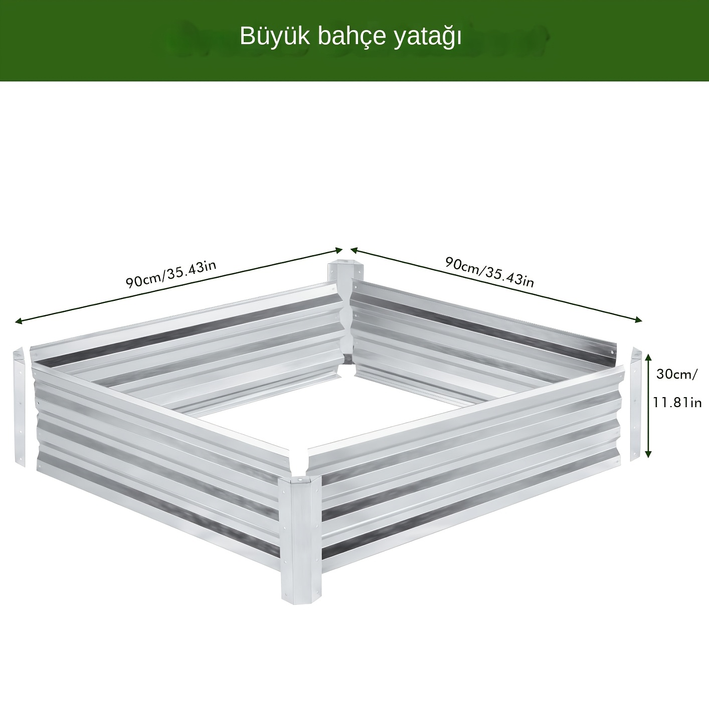 Image of 1pack Raised Garden Bed Kit - Planter Box For Vegetables, Fruits, Flowers | Adjustable, Easy Assembly, Rust Resistant, Square Shape, Powder Coated