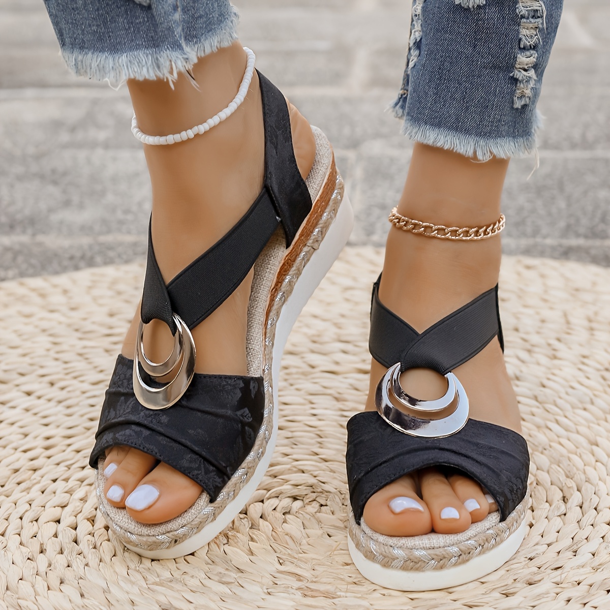 Aliexpress Weave Platform Sandals Women's Summer Jute Weave