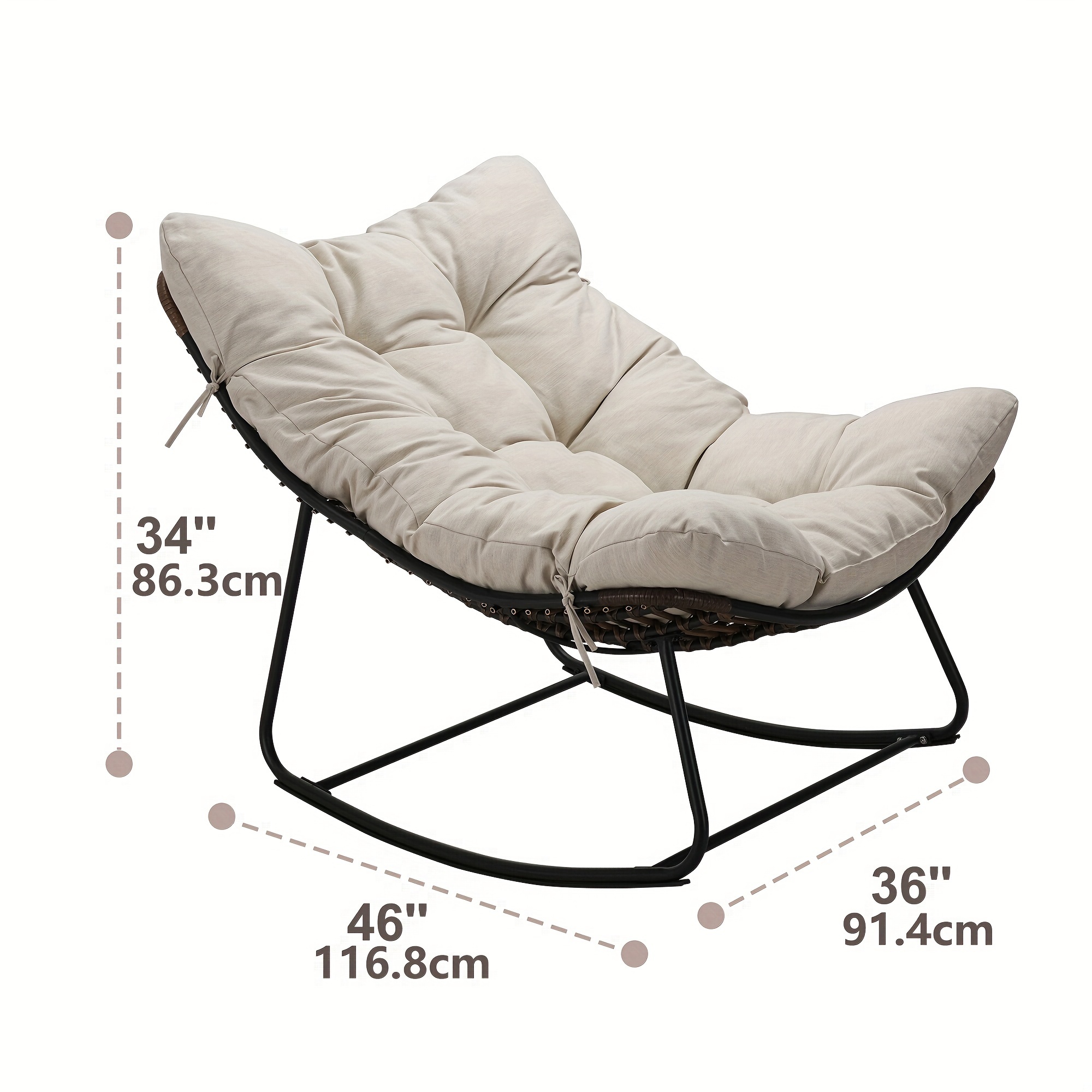 royal rocking chair outdoor rocking papasan chair with padded light grey   recliner chair oversized metal   rattan egg chair for patio porch living room details 3