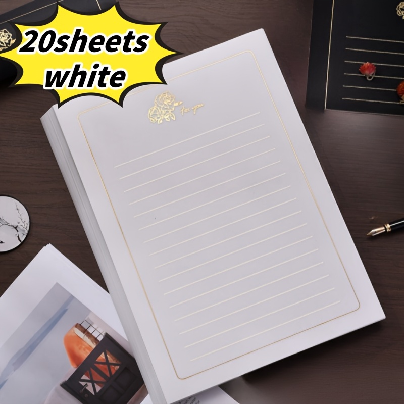 20sheets White Retro Golden Rose , Writing A5 , Rose , Gift Note Paper