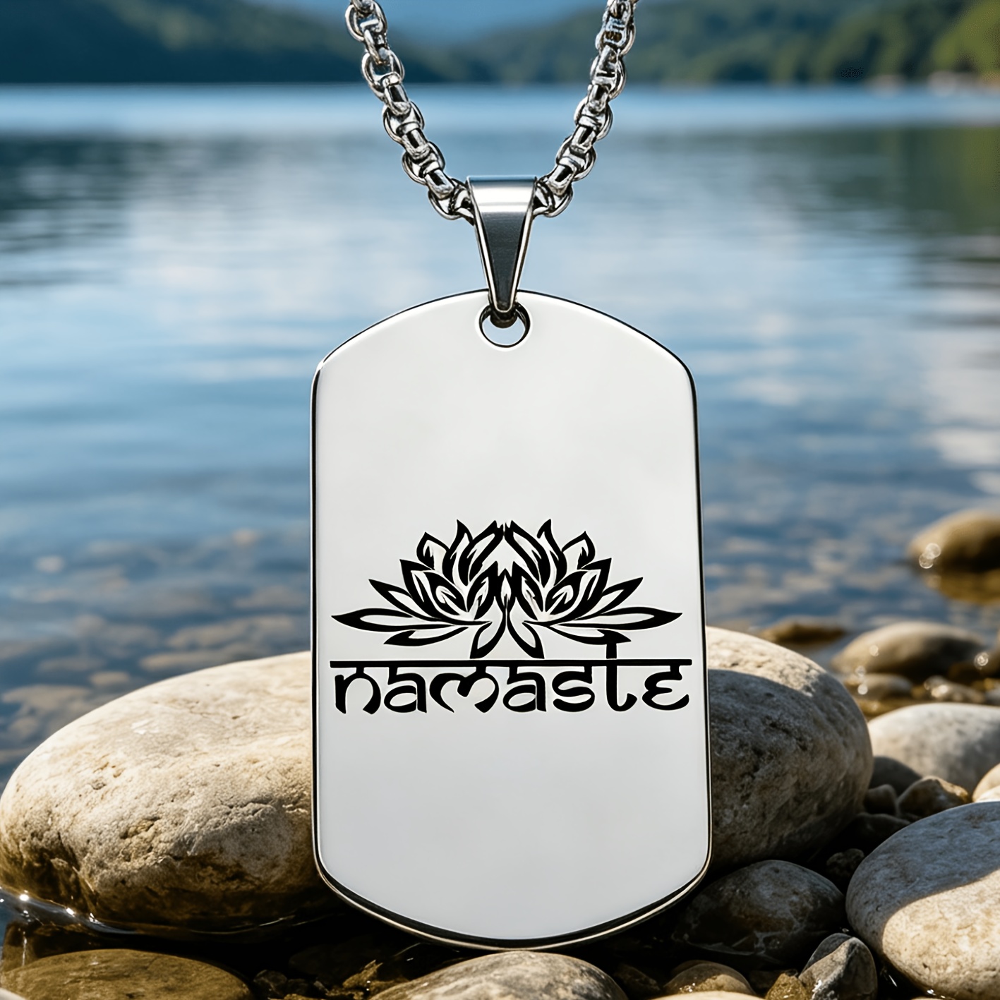 Yoga Zen Tranquility Sanskrit Lotus Necklace