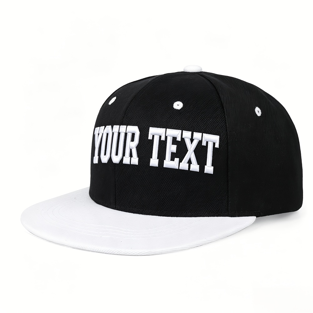 TEMU 1pc Custom Embroidery Snapback Hat, Flat Brim Hip Hop Baseball Cap For Men Women, Personalized Text Streetwear Visor For Party Dance Urban
