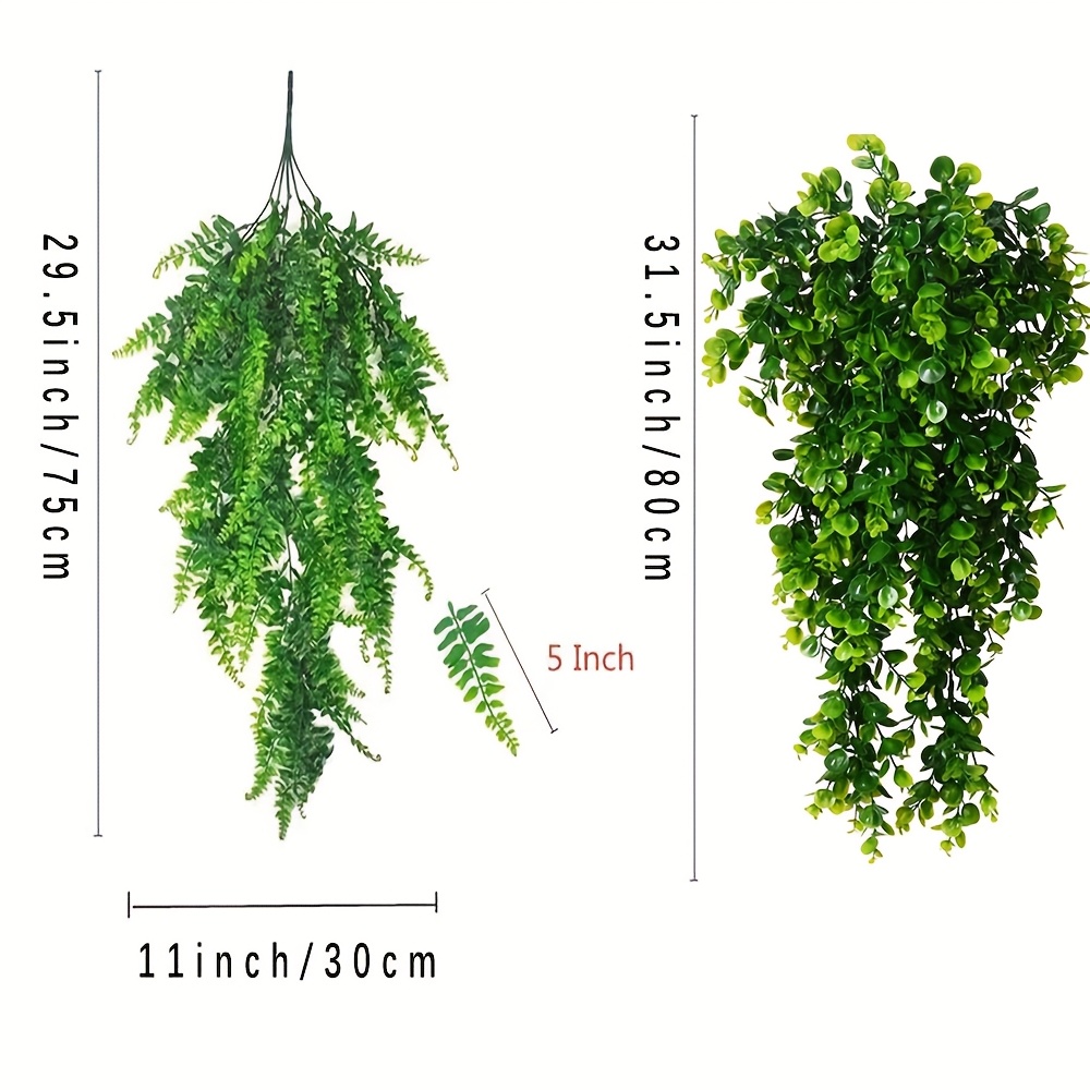 Image of 4pcs Large Outdoor Artificial Hanging Plant Fern Decor, Suitable For Home Office, Garden Porch Decoration, Wedding Anniversary Easter Display, Indoor And Outdoor Use - Yard Scene Decoration Set