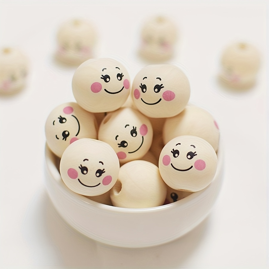 Image of 50pcs Large 20mm Wood Beads With Faces - Smooth Spherical Round Wooden Balls For Diy Crafts, Jewelry Making, Christmas Ornaments, Heads, Keychains & Accessories - Bulk Wood Beads For Crafts &