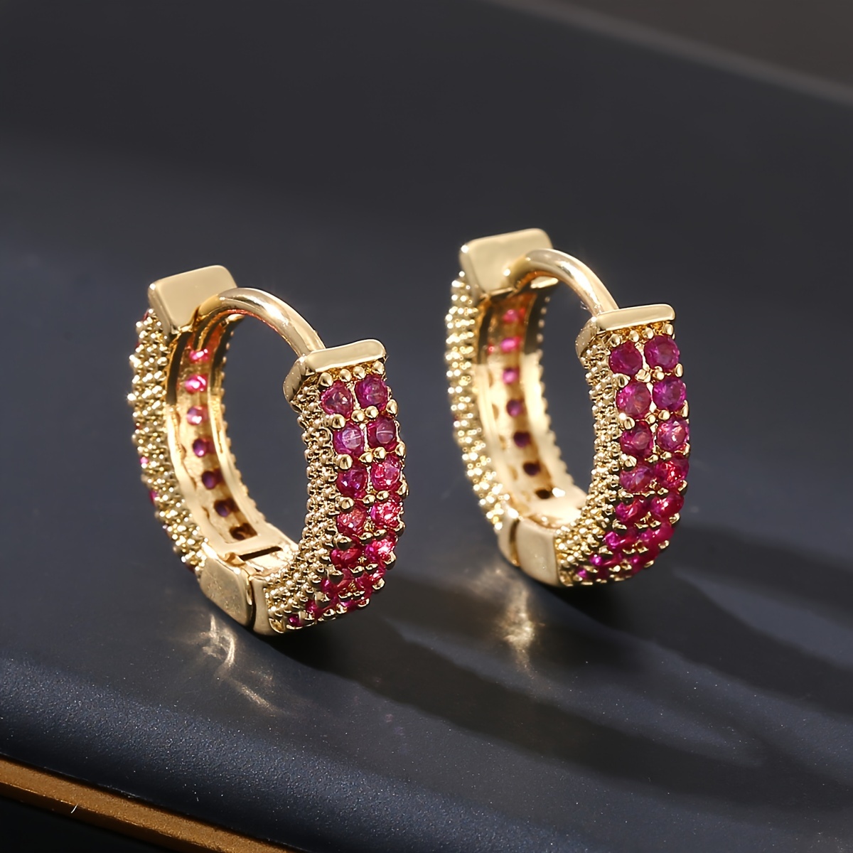 

Luxurious Copper & Cubic Zirconia Hoop Earrings - Vintage-inspired, Nickel-free For Casual Attire & Gifting