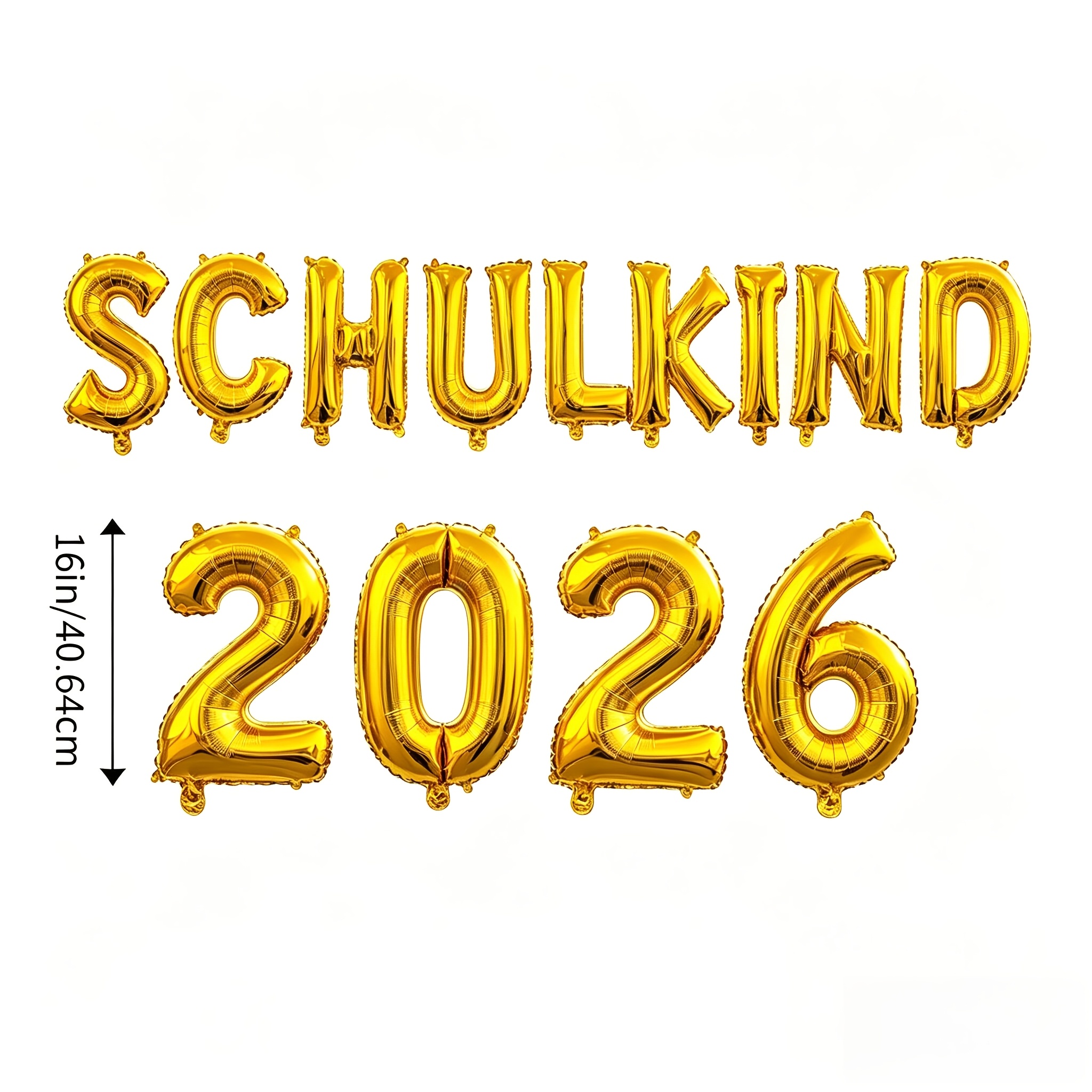 Image of 13pcs Golden Back-to- Foil Balloons - Includes 16-inch Golden "schulkind" Letters And 2026, Perfect For Back-to-, Back-to-school Party Decorations, And Arts And Crafts Party Balloons