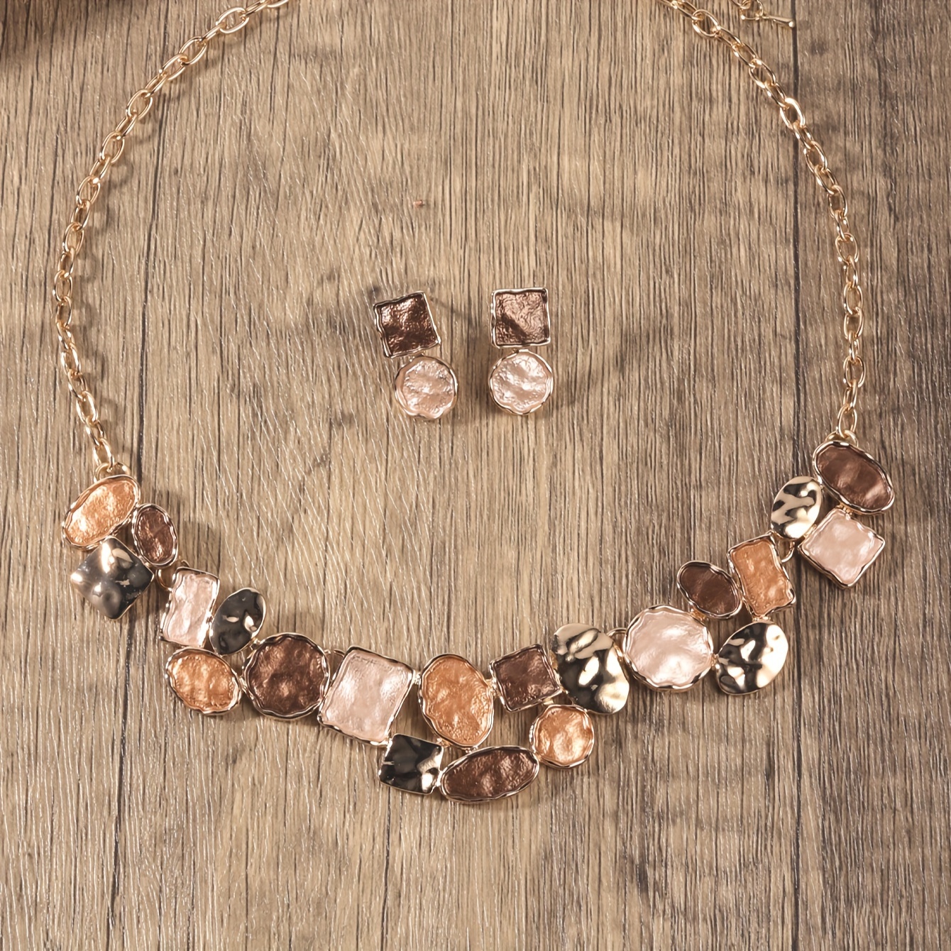 Geometric Circle Links Jewelry Set for Women