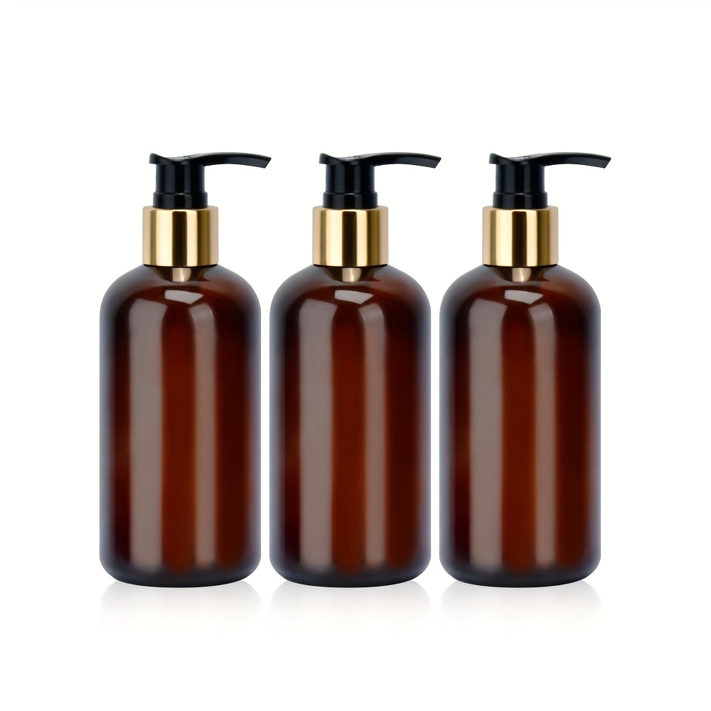 TEMU 3pcs 8.45oz Plastic Soap Dispenser, Countertop Lotion Bottle, Elegant Brown Liquid Soap Bottle, Facial Cleanser Dispensing Bottle, Refillable