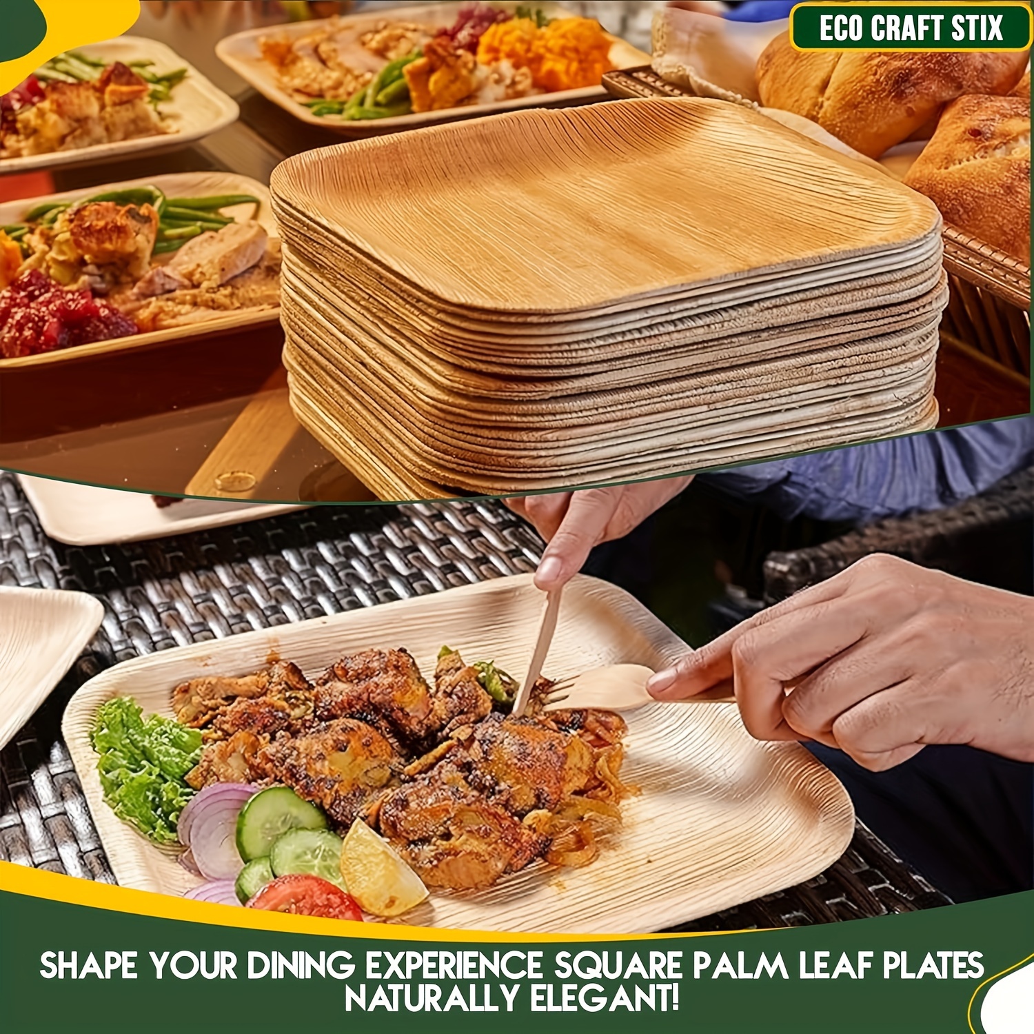 

10/20/30/40pcs, Party 10 Inch Disposable Palm Leaf Plate Bamboo Plate, Best Alternative To Plastic Plates For Various Restaurants, Birthdays, Weddings, Graduation Season, Family Dinner Plates