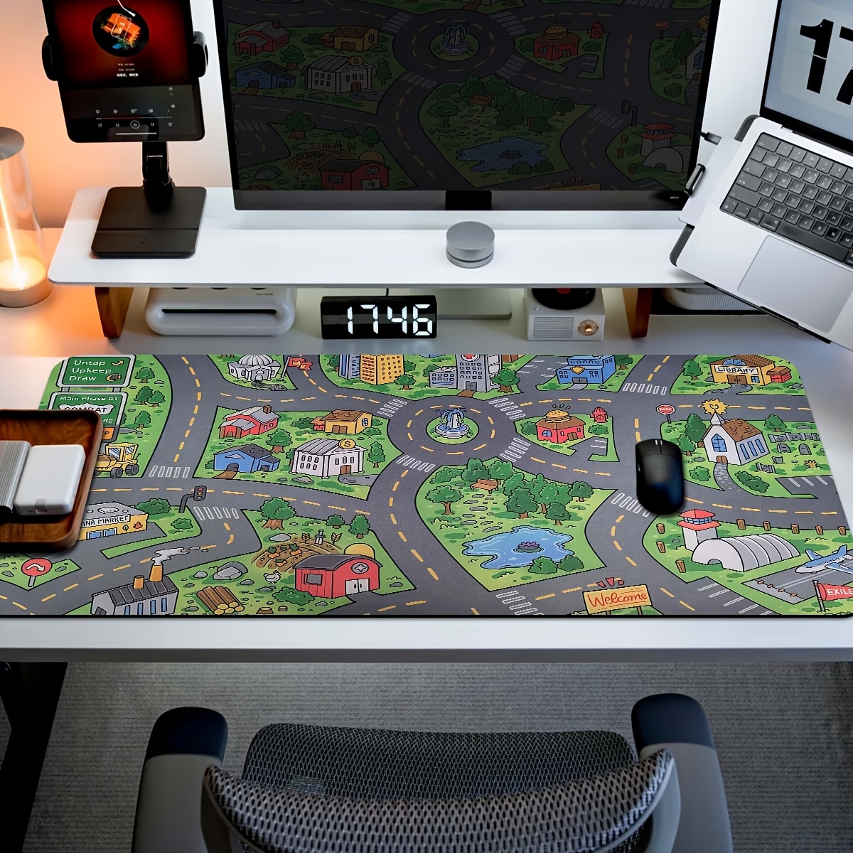 TEMU 1pc Tapis de Souris Gaming Extensible et Tapis de PC - Motif Tourbillon Style Pixel Game - Tapis de Protection pour Ordinateur Portable - Base