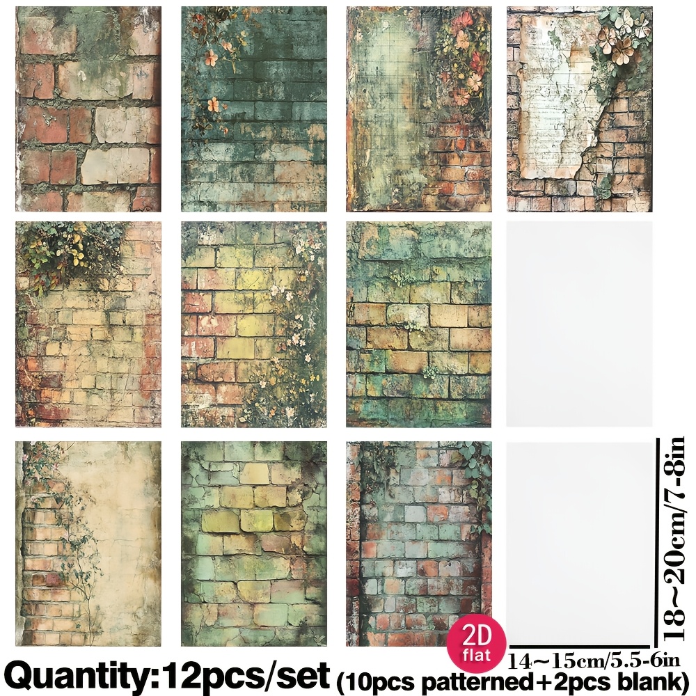 TEMU Ruonaorou 12 Sheets Premium Semi-transparent Vintage Wall Acid Paper Handmade Material Diy Junjouyrnal Diary Press Writing Card Making Paper