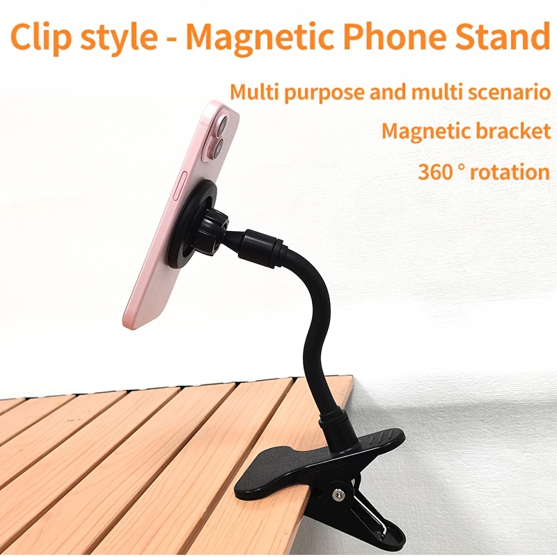 

1pc Support de téléphone magnétique rotatif à 360°, support en résine ABS pour bureau, table de conférence, voiture - Support de chaise multidirectionnel