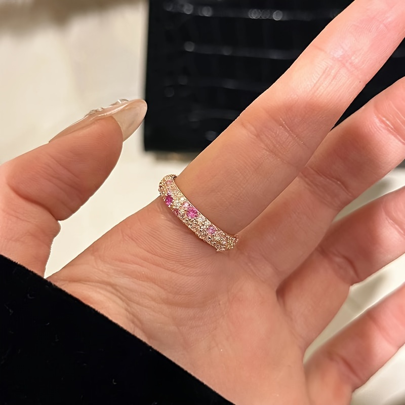 

1pc Sweet Pink Zirconia Ring, New Fashionable And High-end Ring For Women