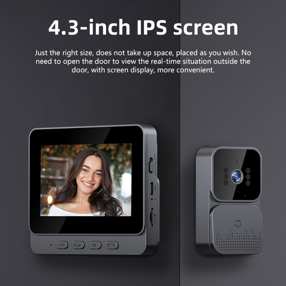 sonnette vidéo   fil avec écran 4,3 pouces, sonnette vidéo intelligente   fil, surveillance vidéo, fonction dappel vocal bidirectionnel, fonction    , enregistrement vidéo, pas de abonnement, pas dapplication, pas de réseau   fil,   le stockage sur carte sd