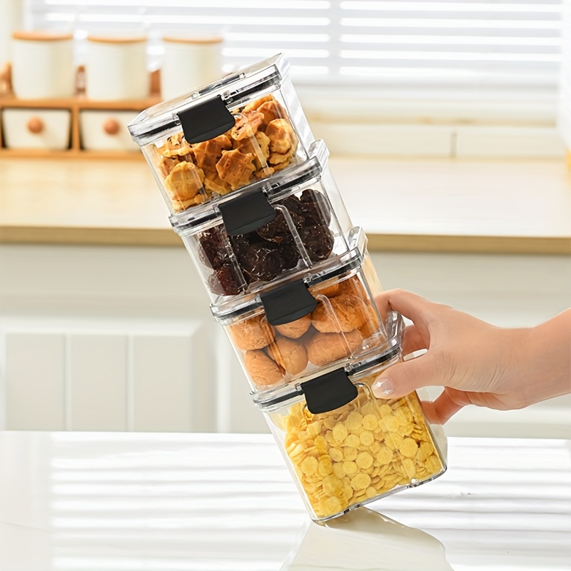 7pcs kitchen seal jar set suitable for cereal and grain food household moisture proof storage box transparent plastic snack and   container Product details 2