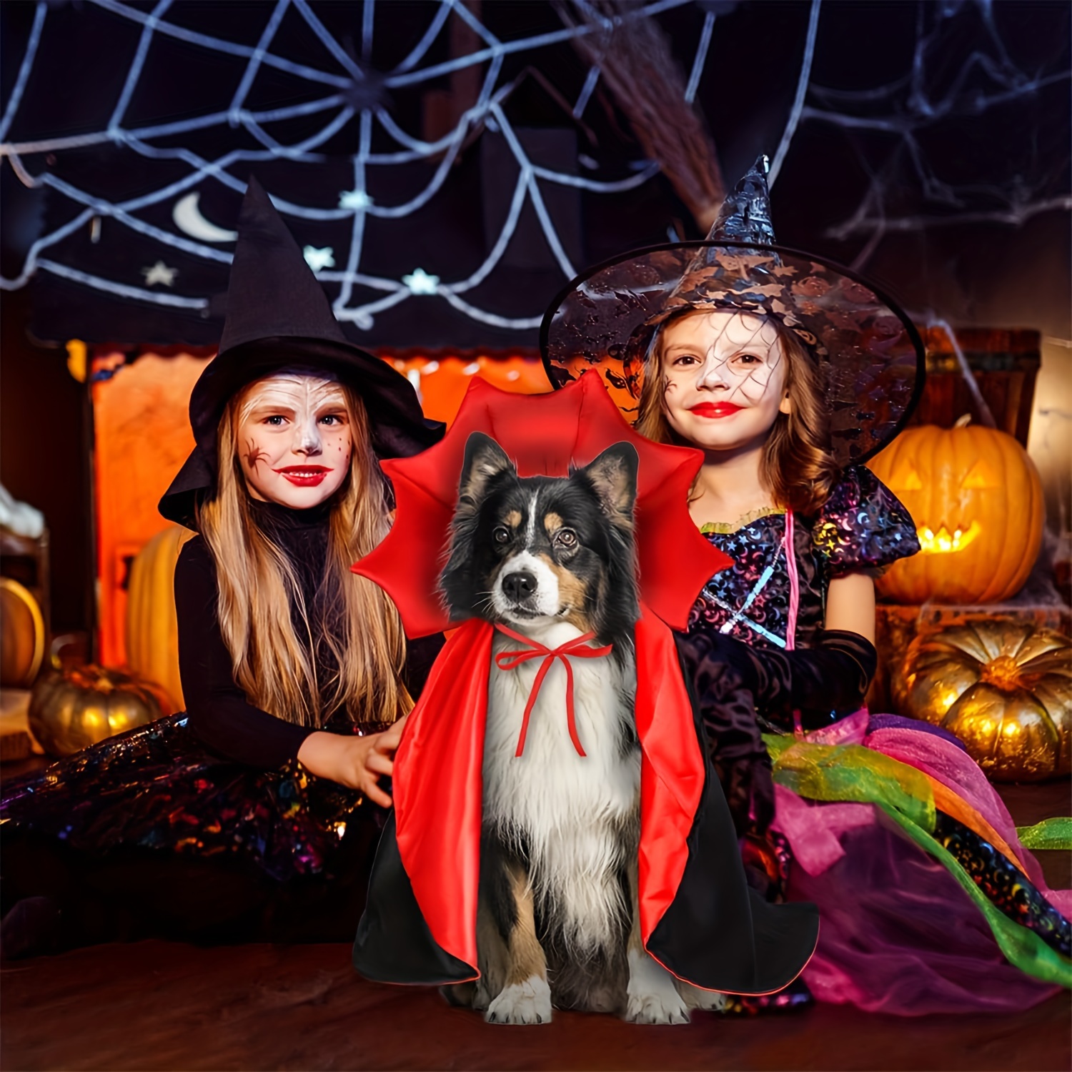 Cape De Vampire Pour Chien Et Chat - Costume D'Halloween Pour Animaux - Taille Unique Ajustable - Idée Déguisement Fête Halloween