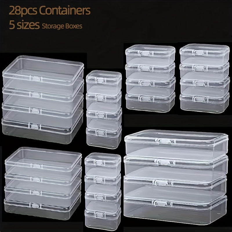 

28pcs Clear Plastic Storage Containers Set With Lids - Multipurpose Organizer Boxes For Beads, Game Pieces, Business Cards, Crafts, Canisters