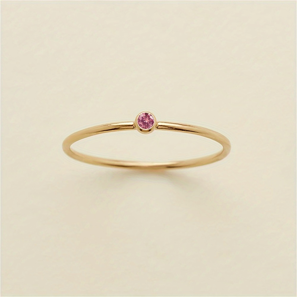 Stainless Steel Rhinestone Small Ring with Cubic Zirconia