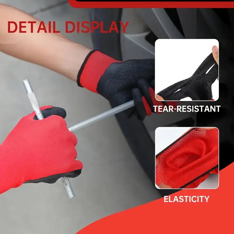 20pcs 10 pairs pu coated nylon safety gloves red black anti slip foldable washable lightweight for work construction gardening durable protective gloves construction outdoor workers 5