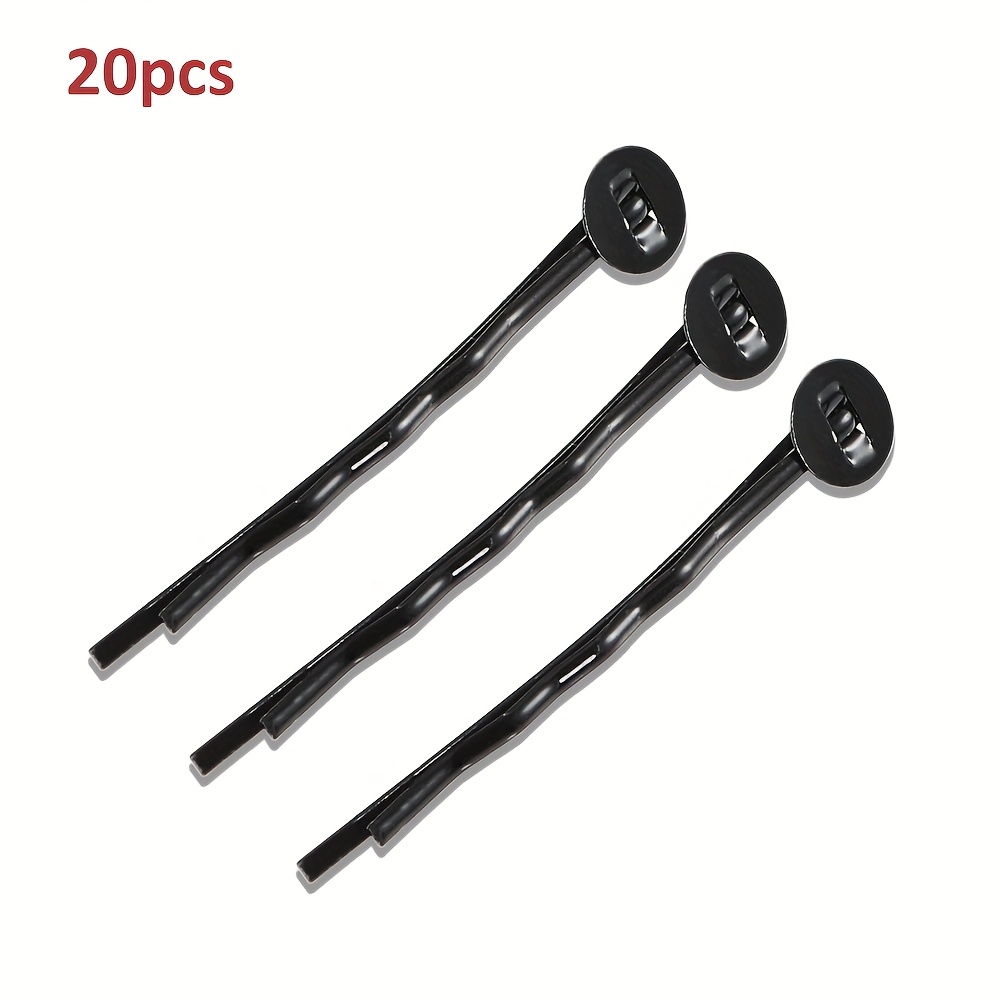 TEMU 20 Stück 4,5 cm Gebogene Metall-Haarspangen mit Runder Tablettbasis für DIY-Clip-Zubehör