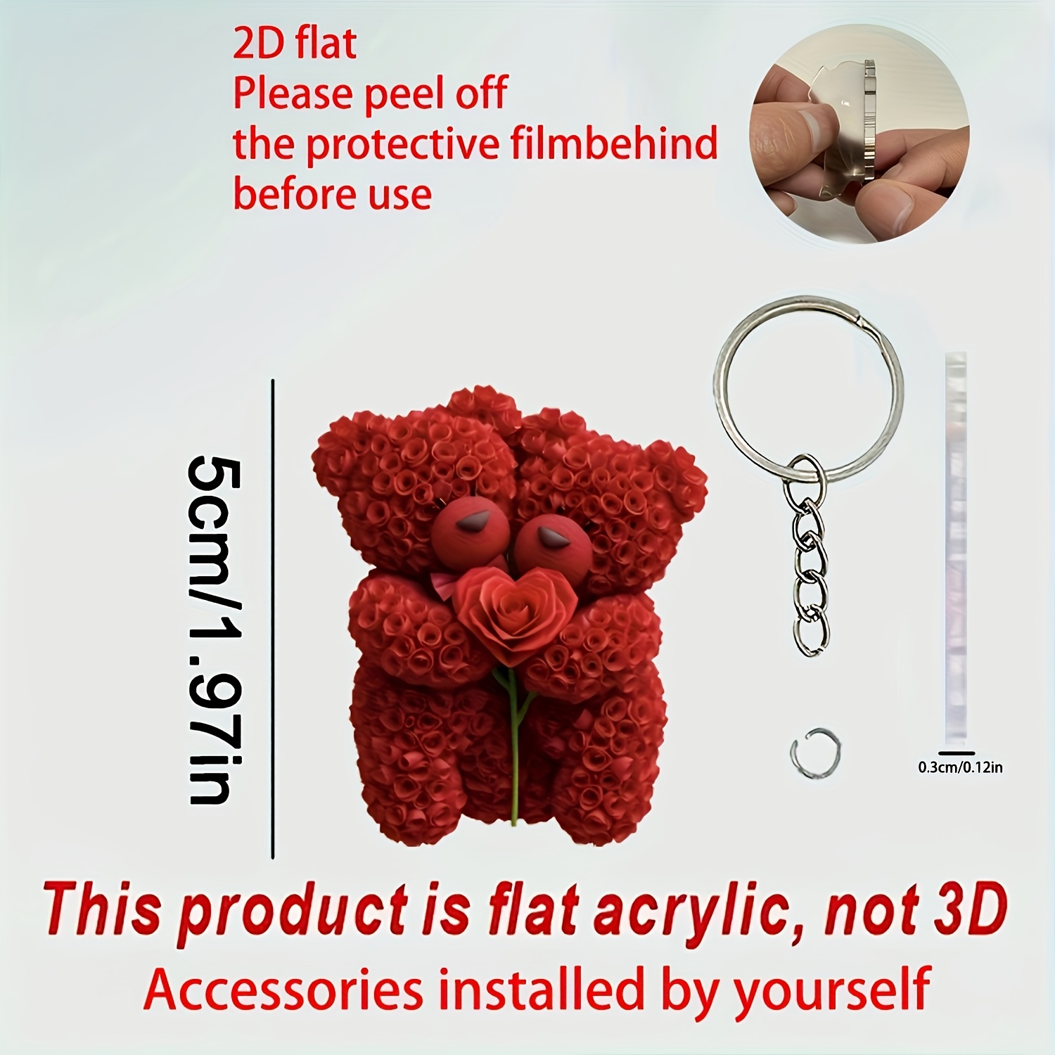 Image of 2d Flat Bear Mother's Day Easter Ramadan Acrylic Ornaments, Car Rearview Mirror Decoration, Creative Car Interior Additions, Backpack, Keychain, Home Decoration, Multifunctional Decoration For Kitchen