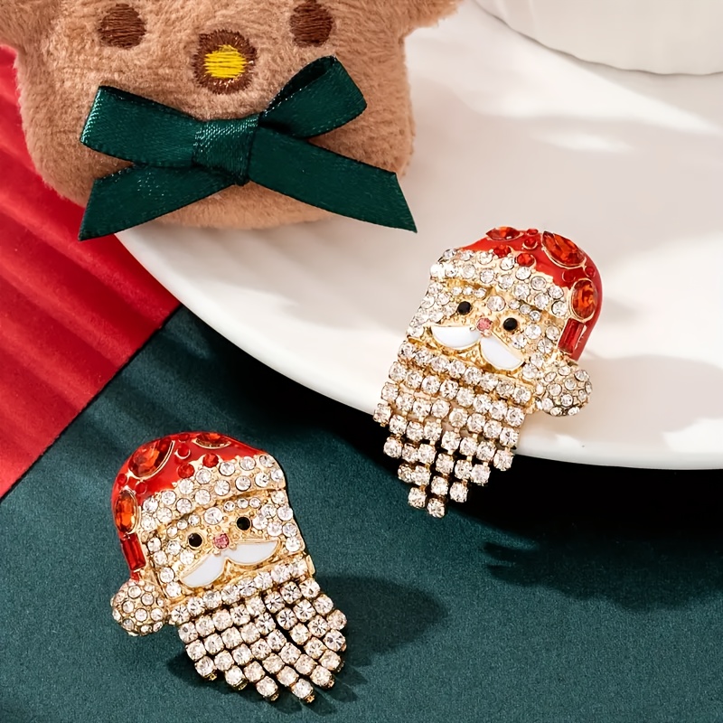 TEMU 1 Pair Christmas Colorful Santa Claus Earrings, Cute Cartoon Style, Festive Holiday Jewelry For Women, Christmas Earrings