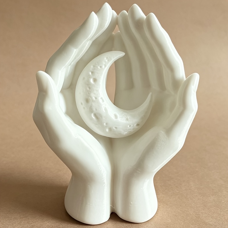 TEMU 1pc - Mini Hand-holding-moon Statue Ornament, A Decor Piece, Suitable As A Gift For Easter, Valentine's Day, , Etc. - For Indoor/outdoor Use,