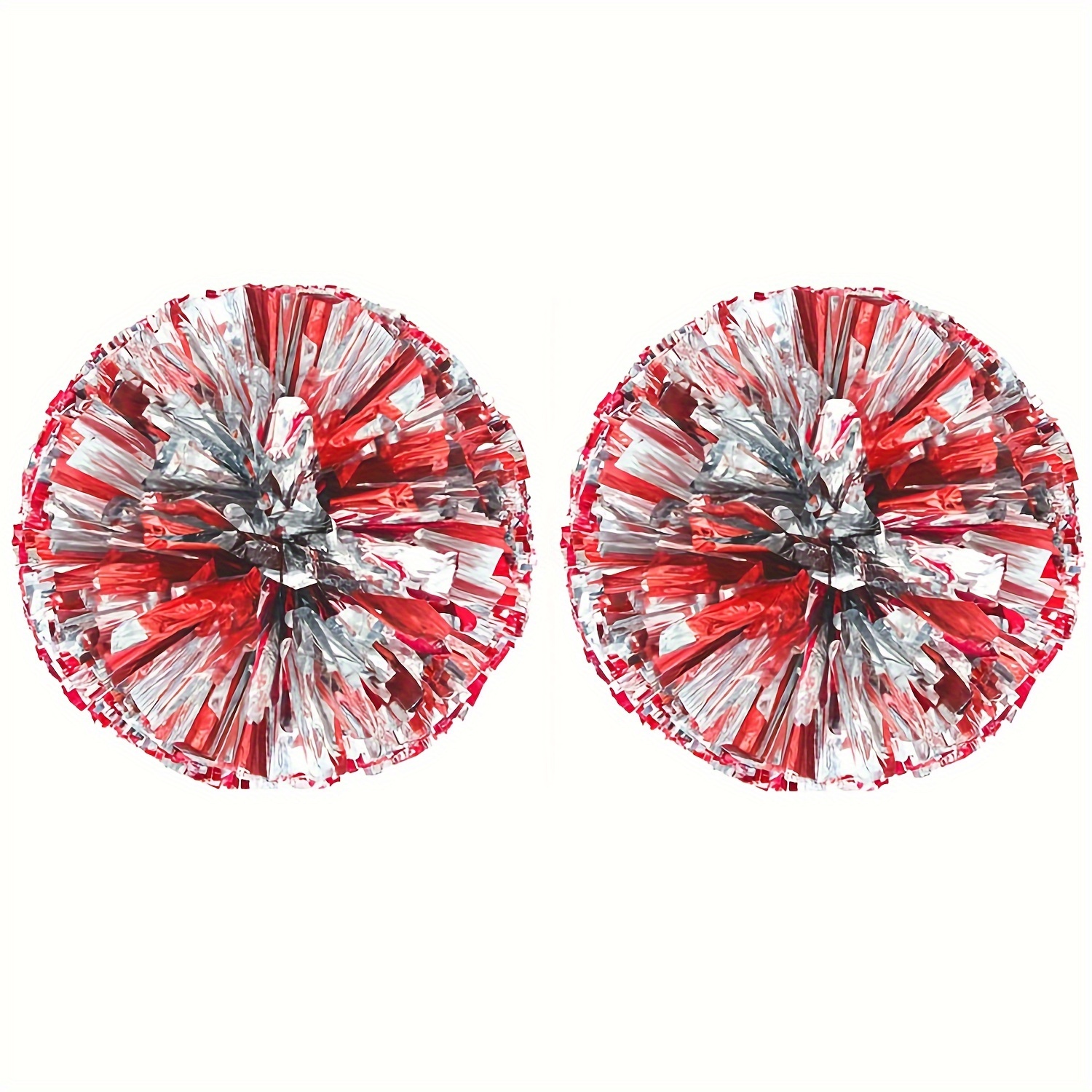 2-pack Red Mixed Silvery Pom Poms For Dance School Sports Events