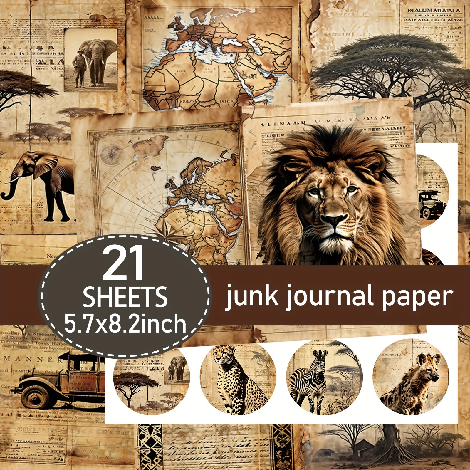 

21 Sheets Asstss Vintage Paper Kit - Decorative Crafting Supplies For Anniversary, Christmas, Halloween, Thanksgiving, New Year - A5 Handcrafted Junk Journal Set