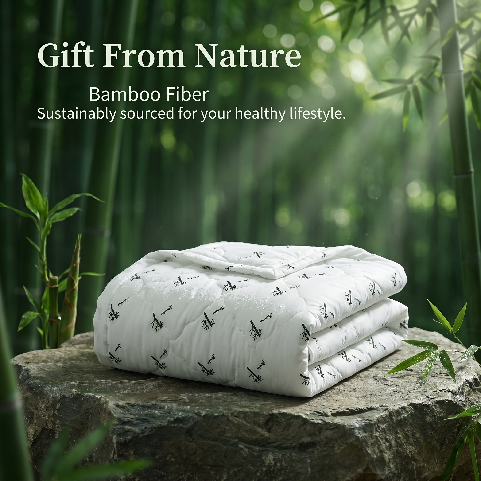 TEMU Bamboo Fiber Summer Quilt Lightweight Breathable Cooling Bed Quilt -friendly Washable Air Conditioner Comforter For
