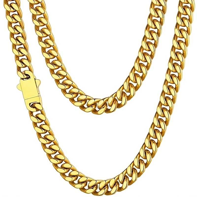 18K Plated Golden 5-Layer Cuban Link Chain, Gift for Her