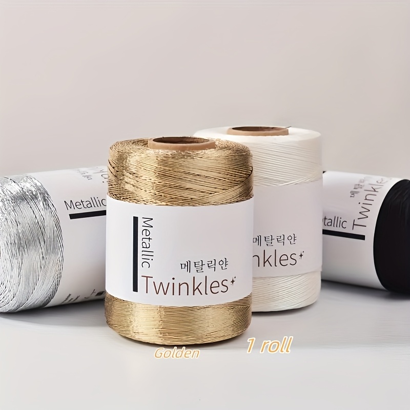 TEMU 1 Roll Of Golden, 450 Meters Metal Knitting Thread, 1mm Handmade Weaving Line, Suitable For Diy Bag Thread, Crochet And Lace