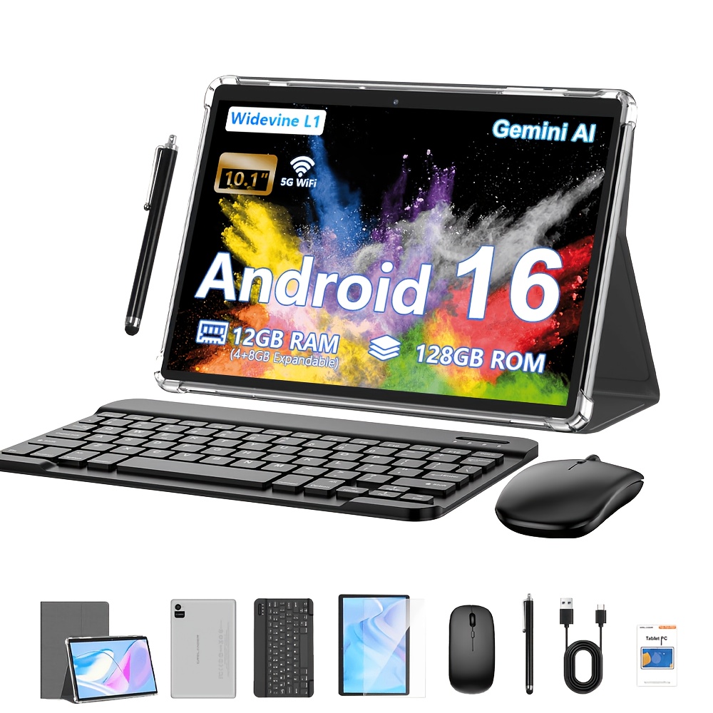 imagen del artículo   2026 nueva tableta   en 1  ,   12gb (ampliable 4+8gb) + 128gb rom, con  , teclado, ratón, lápiz, wifi 2.4g/5g, gms, google, tableta pc  , para tableta de negocios/tableta para juegos/entretenimiento, regalos,  .