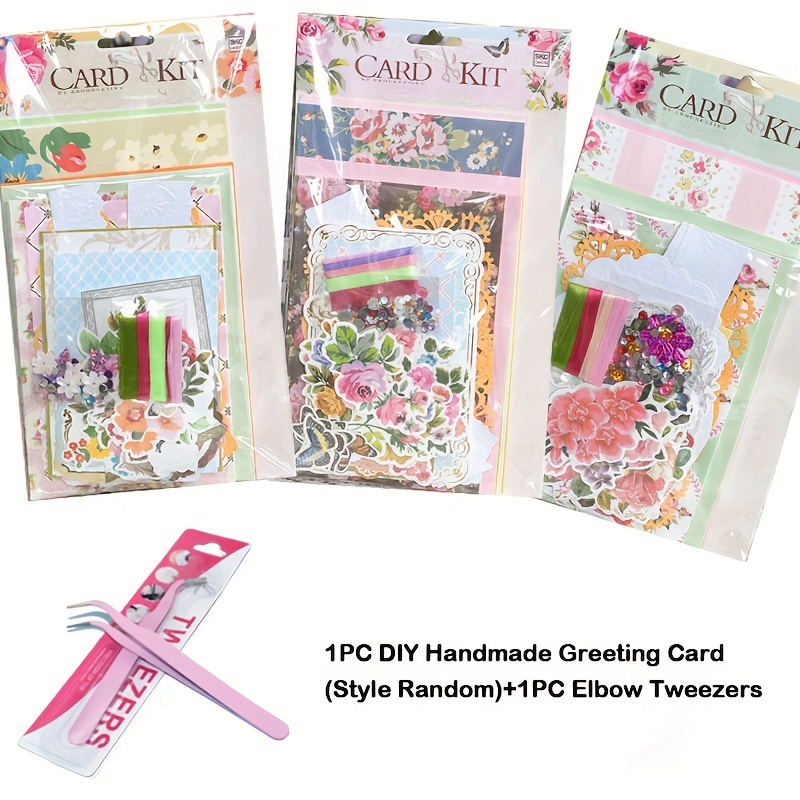 

Diy 3d Greeting Card Craft Kit With Tweezers - Random Style , Paper Materials Included