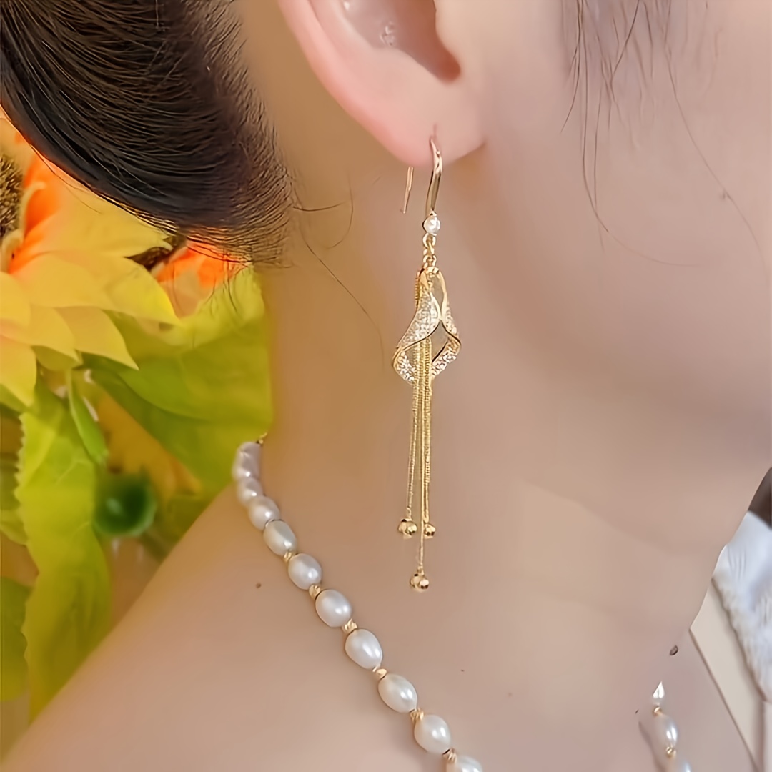 2pcs hypoallergenic nature geometric long tassel earrings simple personality womens new high end   earrings are ideal for valentines day gifts mothers day gifts   Product details 3