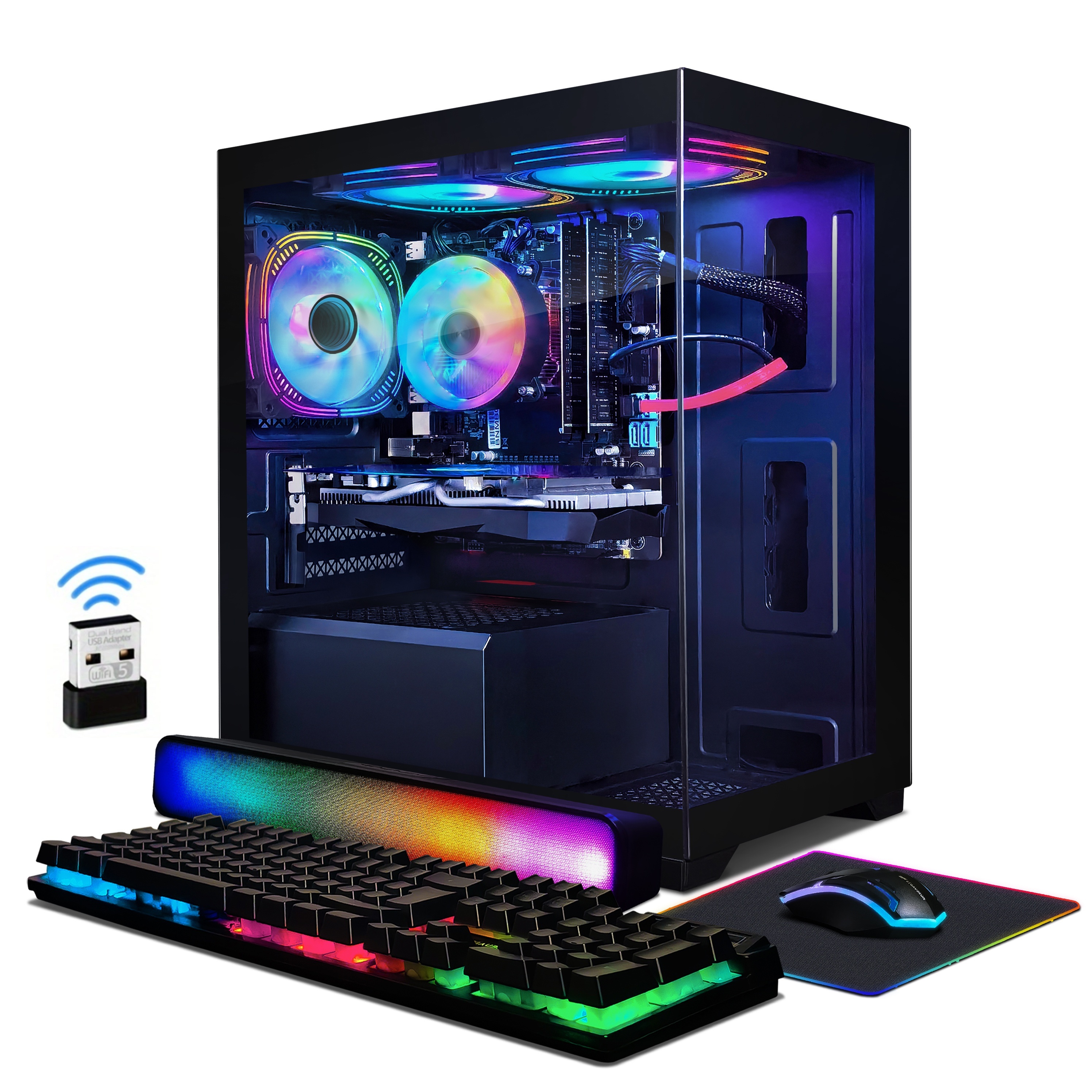 

Stgaubron Gaming Desktop Pc, I7 3.4g Up To 3.9g, 16g , 512g Ssd, 16g Gddr5, 600m Wifi, Wireless 5.0, Rgb Fan X 3, Rgb Keyboard & Mouse, , Rgb Wireless , W10h64