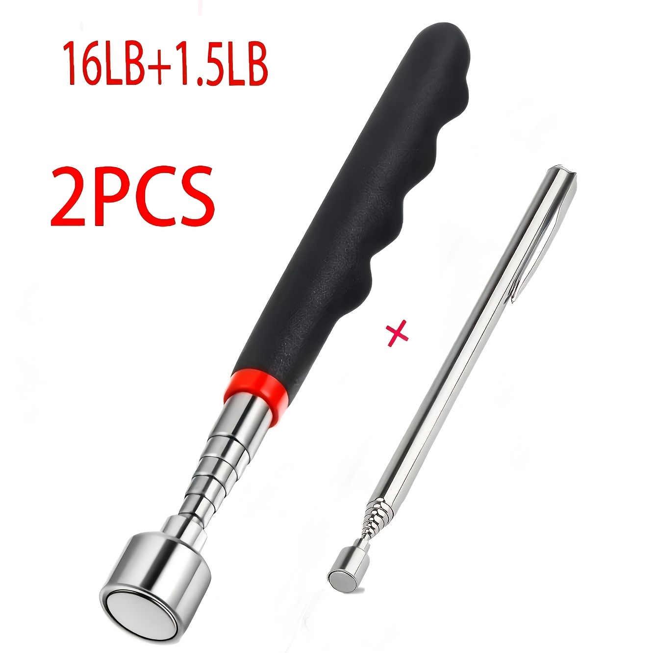 TEMU Jeu de 2 outils de réparation automobile : Outil de ramassage magnétique ergonomique de 16 livres + Outil de ramassage magnétique de 1,5 livre :