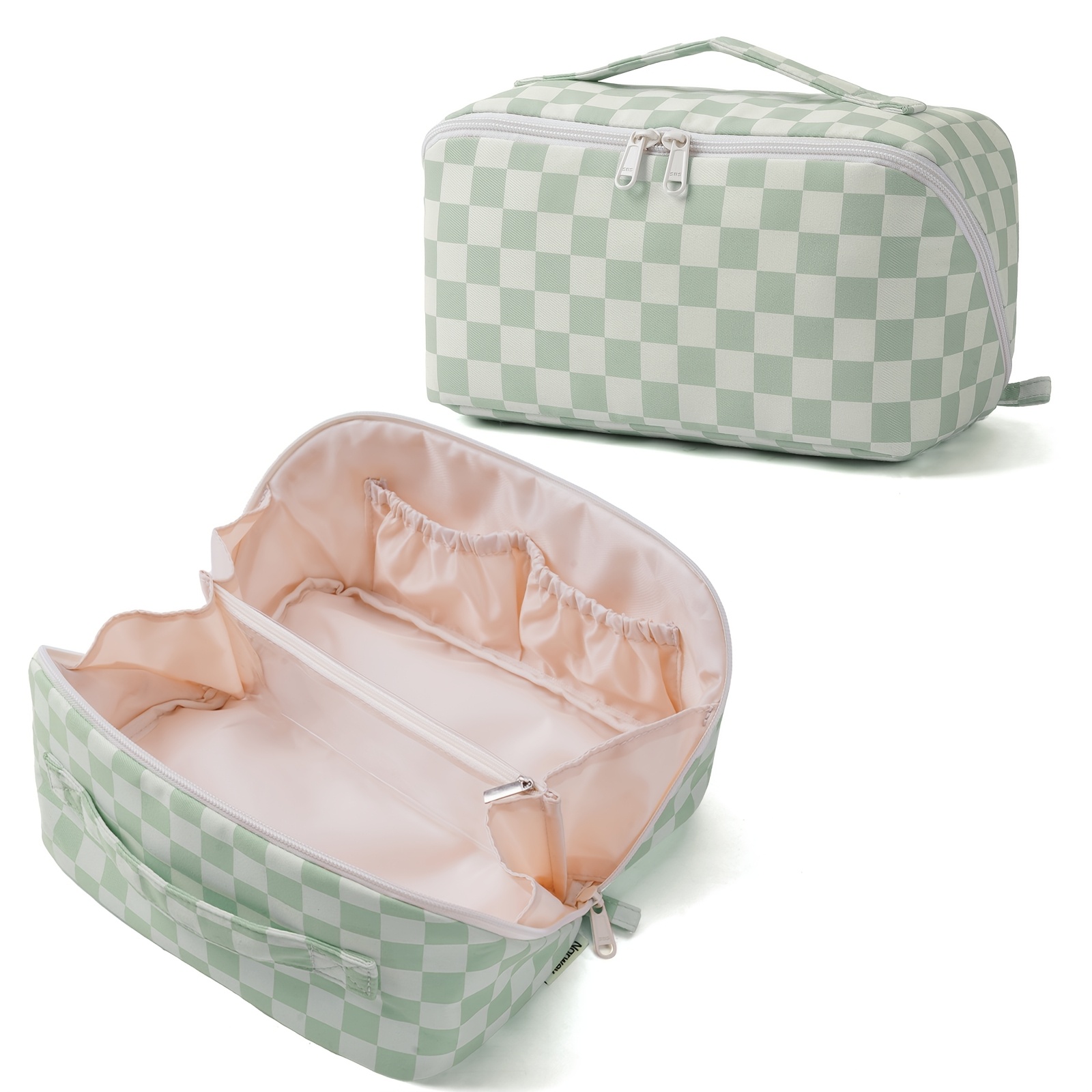 Travel Makeup Bag For Women Open Flat Toiletry Bag With Zipper Closure, Portable Lightweight Cosmetic Organizer With Handle, Cosmetic Bag For Gym Weekend Essential