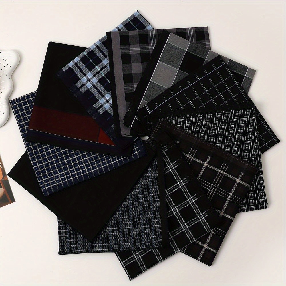 Men's Elegant Plaid Design Handkerchief, Multi-Color Options