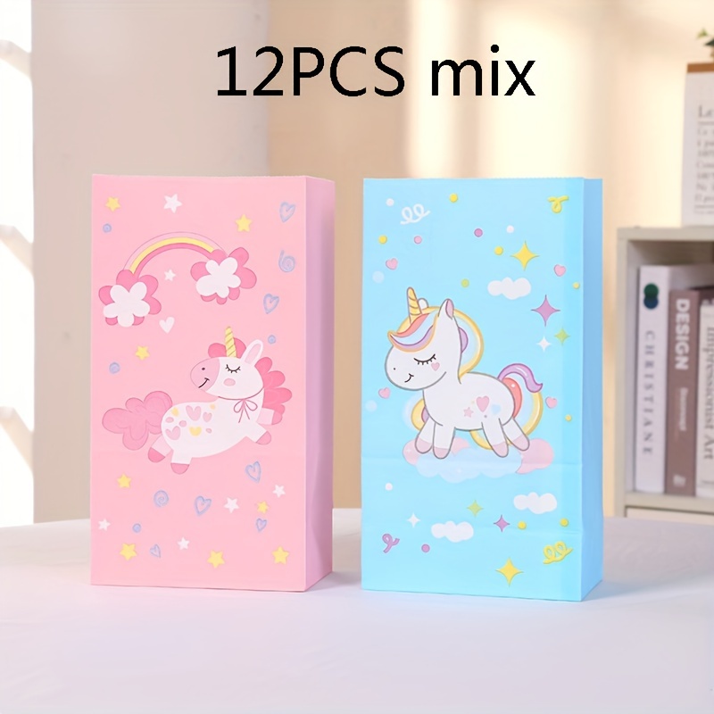 12pcs 24*13*8cm Fantasy Rainbow Birthday Gift Bag Paper Bag Gift Bag, Shopping Bag, Party Bag, Birthday Party Gift Bag Wedding, Gifts Used For Festivals