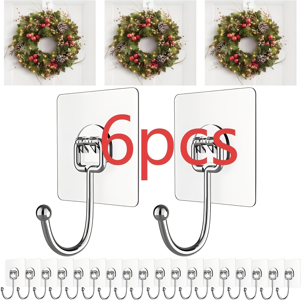 TEMU Large Transparent Wreath Door Hook For Front Door Decor, Suitable For Easter, Christmas, Halloween, And Other Holiday Decorations. Home-mounted