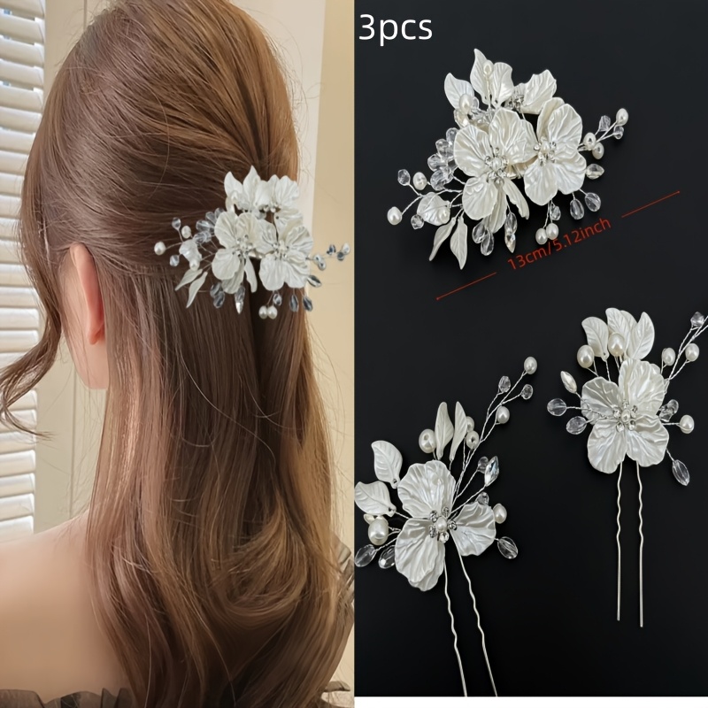 TEMU 3pcs Elegant And Beautiful, And Ladies' Hairstyle Design Accessory Hair Comb, Suitable For Curly Hair, Updos, Daily , Banquets, Weddings,