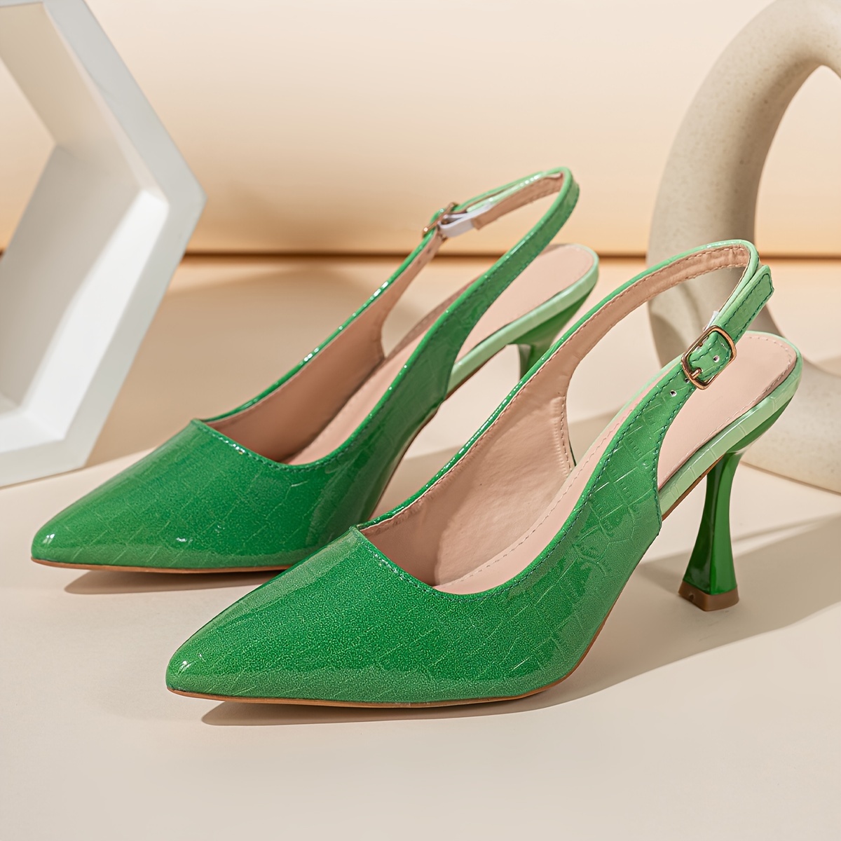 women's pointed toe slingback pumps fashion gradient high - Temu