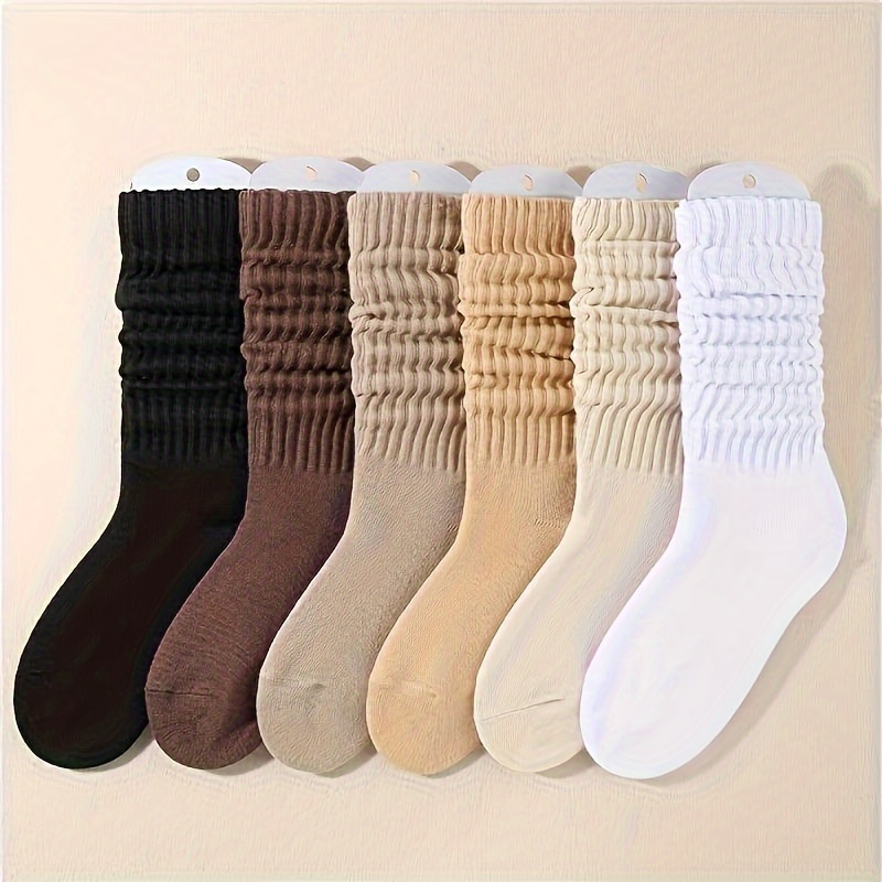 

6 Pairs Of Calf Socks, Women's Socks, Long Tube Socks, Autumn And Winter Knitted Casual , Leg Sleeves, Fashionable, Soft And Comfortable