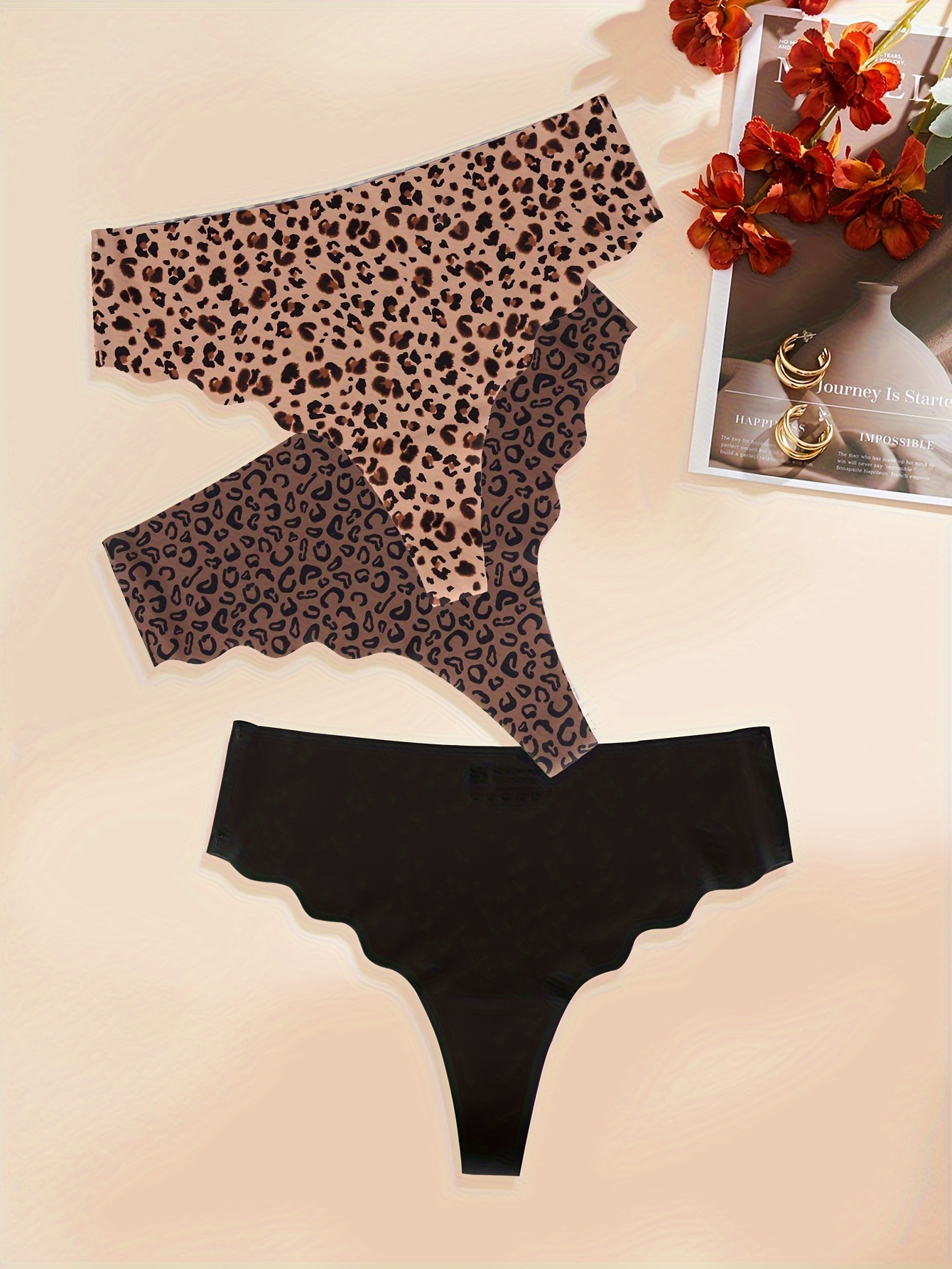 Stylish Leopard Print Brifs, High Waisted Breathable Fabric Intimates  Panties, Women's Lingerie & Underwear