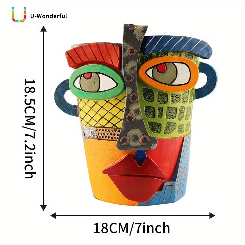 1pc Large Nordic Resin Abstract Retro Balcony Planter, Modern Succulent Garden Pot For Indoor And Outdoor Use