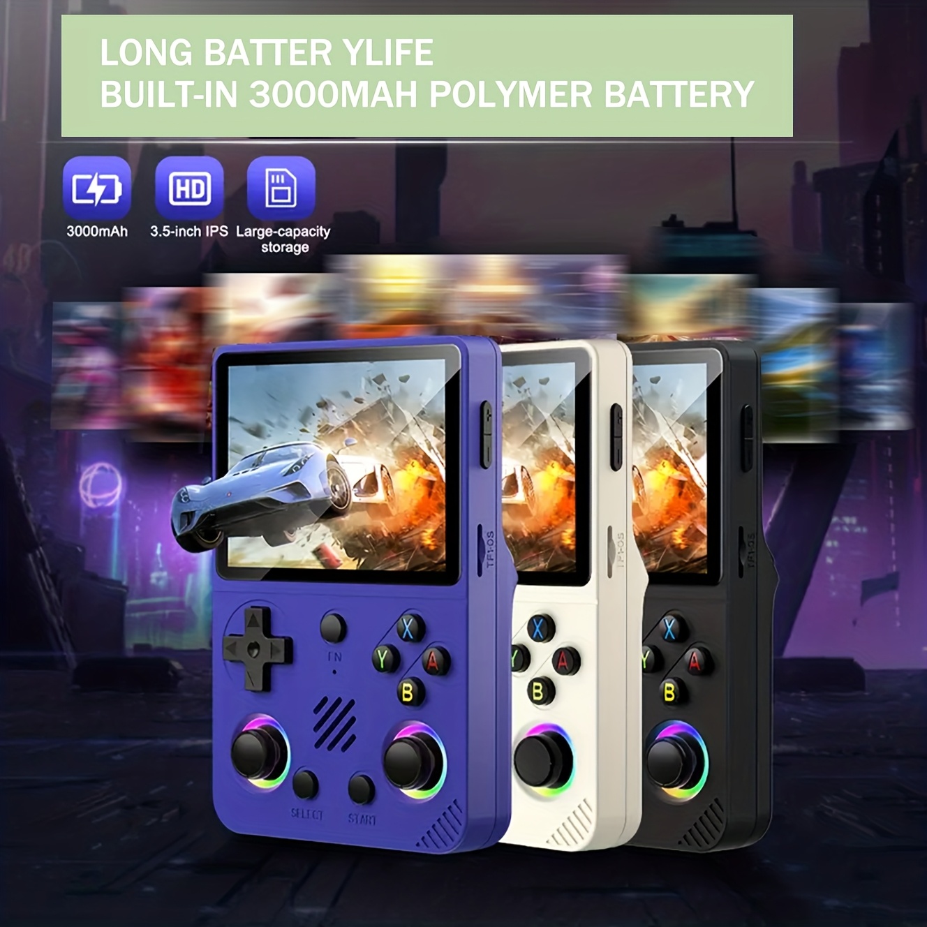 RG36 PRO Handheld Gaming Console, RGB Lighting, Multiple Modes, 3000mAh Rechargeable Battery, Large Capacity Memory, 3D Joystick, 3.5-inch IPS Screen, Video Games the perfect gift for Christmas, Thanksgiving, and Black Friday.