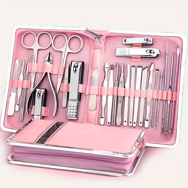 

26pcs Deluxe Stainless Steel Manicure & Pedicure Set With Portable Case - Professional Nail Care Kit For , Ideal For Travel & Home Use