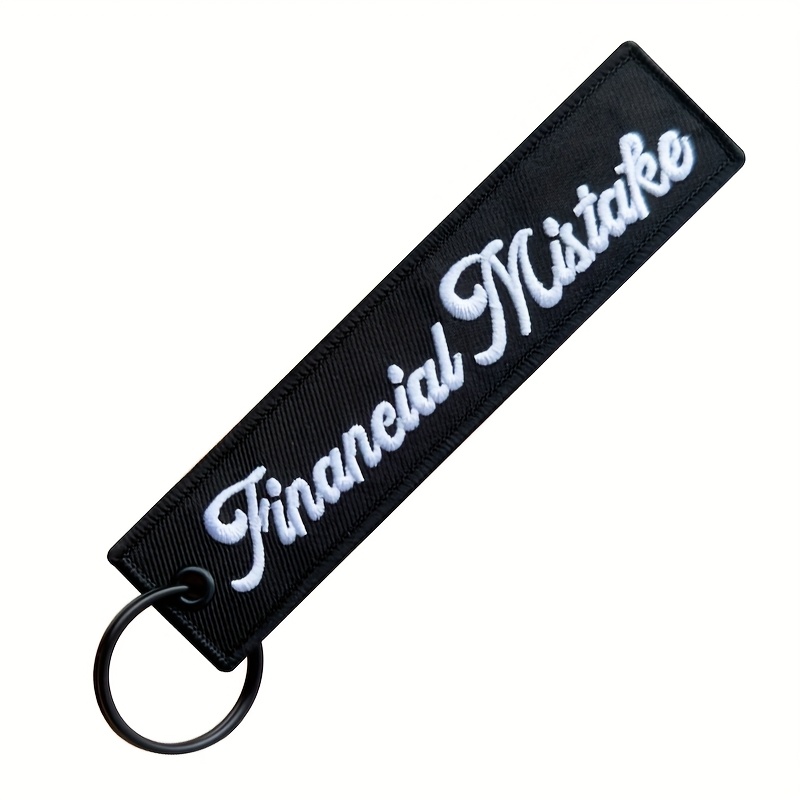 Humorous Keychain For Featuring A Financial Blunder Embroidery, Suitable For Genders